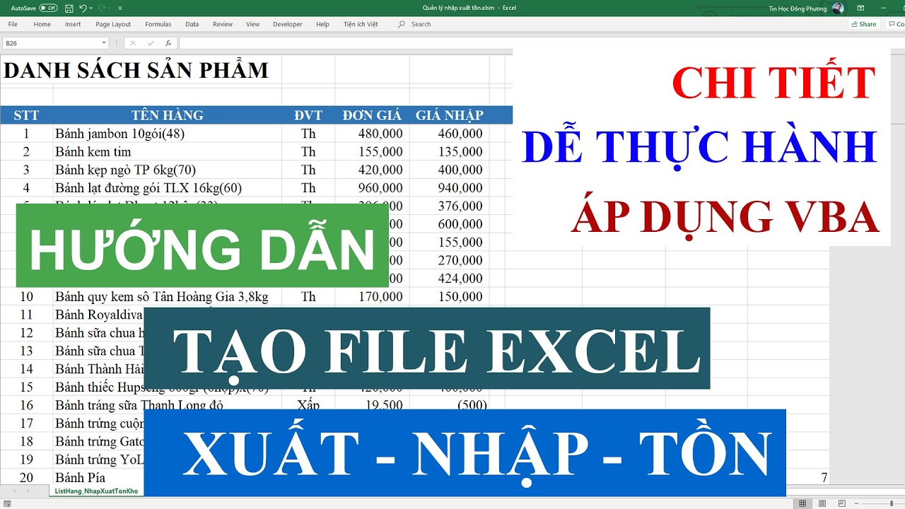 Quản Lý Kho bằng File Excel đơn giản, dễ sử dụng (Phần 2)