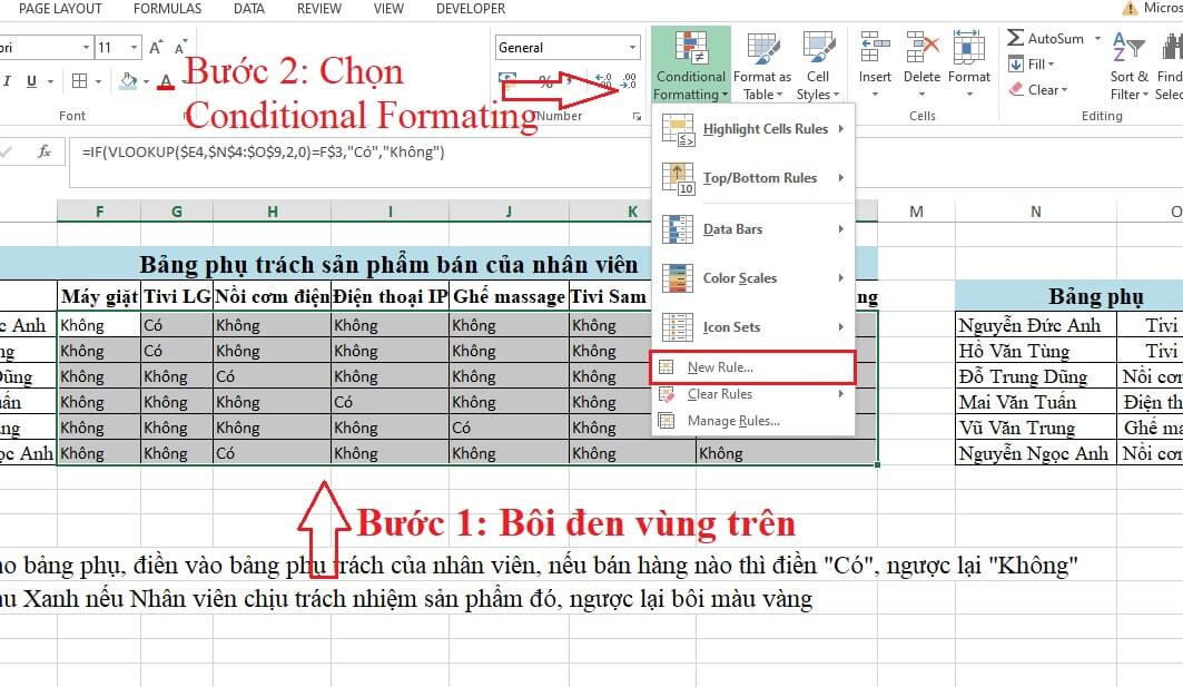 Cách Sử Dụng Hàm If Điều Kiện Chữ Và Số Trong Excel 2 Tạo định dạng có điều kiện ví dụ 1 hàm if điều kiện chữ
