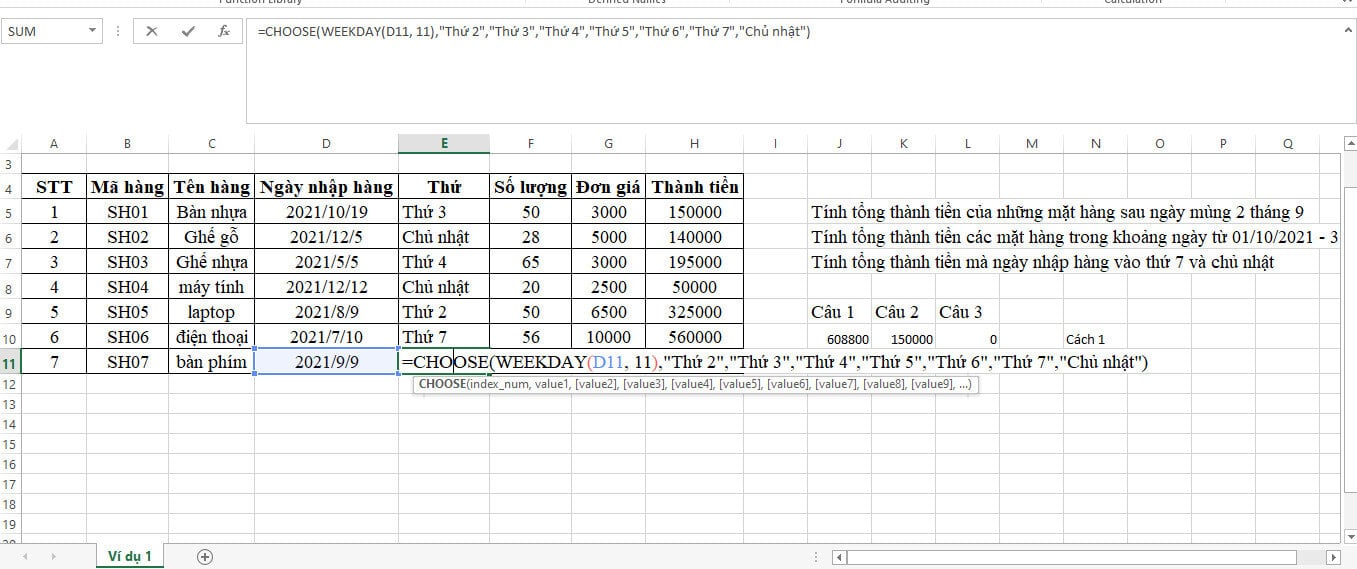 Hàm Sumifs Điều Kiện Ngày Tháng Và Cách Xử Lý Đơn Giản 13 Tìm thứ trong Excel