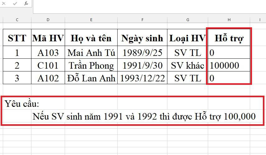 Hàm If Or Trong Excel Lồng Nhiều Điều Kiện Và Ví Dụ Cụ Thể 2 kết quả ví dụ 1 hàm if or