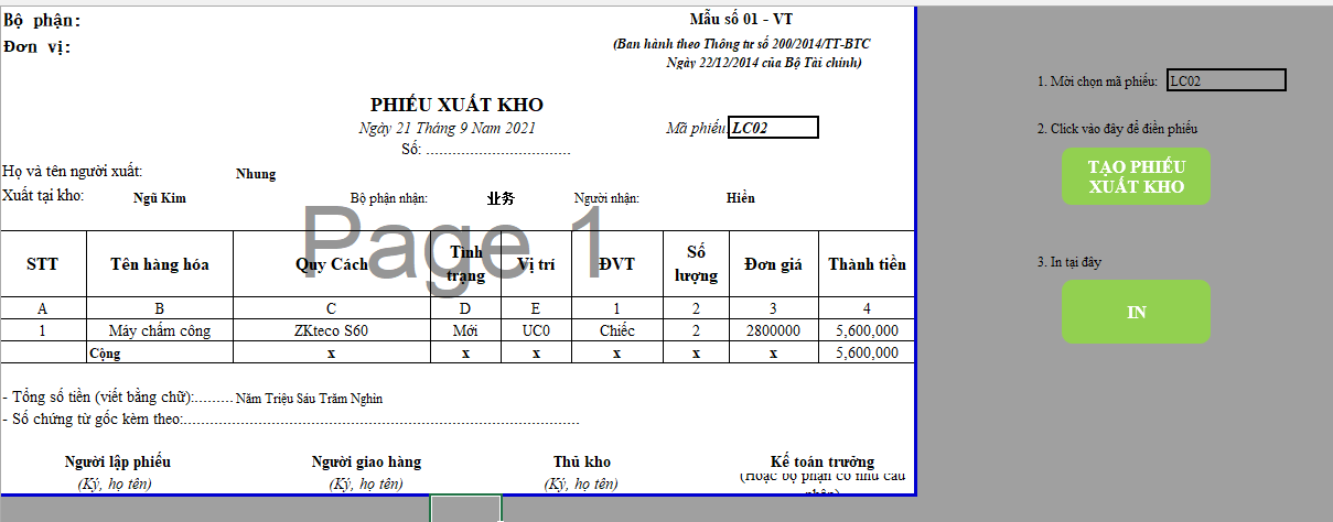 Quản Lý Kho Bằng File Excel Đơn Giản, Dễ Sử Dụng (Phần 2) 14 Phiếu xuất kho