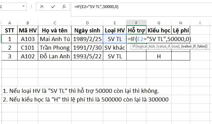 Hàm IF Trong Excel: Cách Sử Dụng Hàm If Có Kèm Ví Dụ Cụ Thể 3 ví dụ 1 hàm if câu 1
