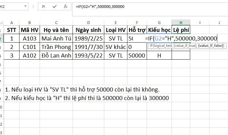Hàm IF Trong Excel: Cách Sử Dụng Hàm If Có Kèm Ví Dụ Cụ Thể 4 ví dụ 1 hàm if câu 2