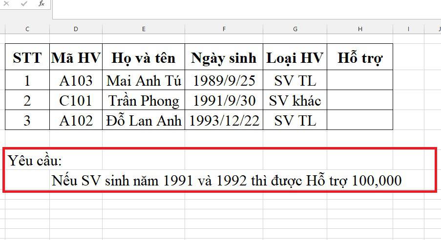 Hàm If Or Trong Excel Lồng Nhiều Điều Kiện Và Ví Dụ Cụ Thể 1 ví dụ 1 hàm if or