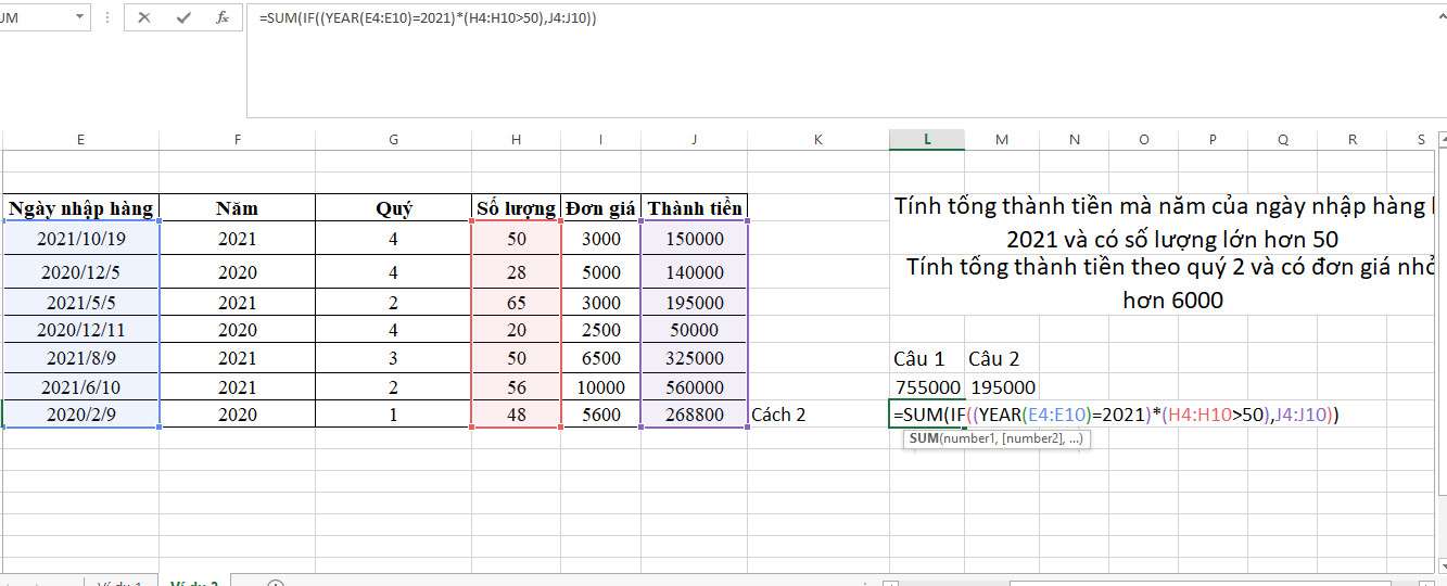 Hàm Sumifs Điều Kiện Ngày Tháng Và Cách Xử Lý Đơn Giản 4 ví dụ 2 hàm sumifs