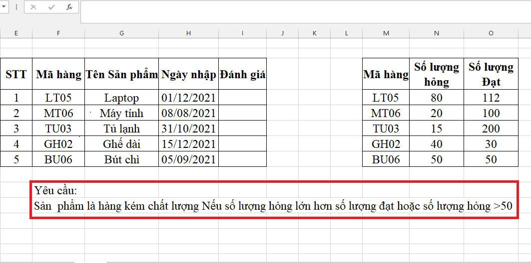 Hàm If Or Trong Excel Lồng Nhiều Điều Kiện Và Ví Dụ Cụ Thể 5 ví dụ 3 hàm if or