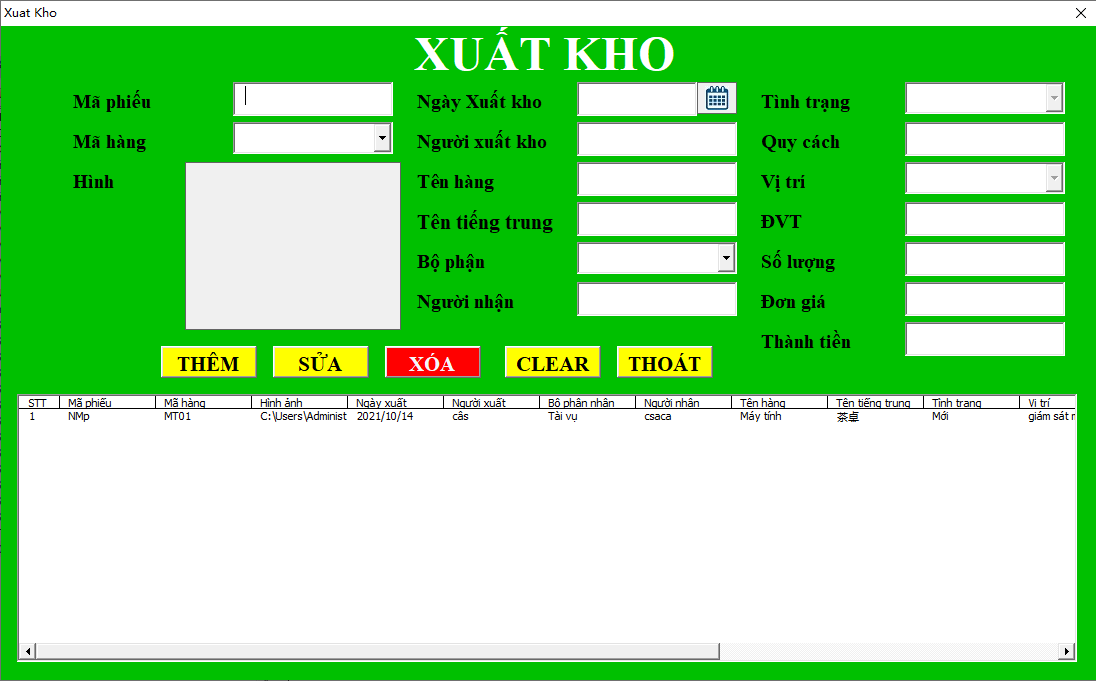 Quản Lý Kho Bằng File Excel Đơn Giản, Dễ Sử Dụng (Phần 1) 7 Form xuất kho trong quản lý kho bằng VBA Excel
