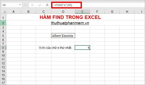 Hàm Find trong Excel