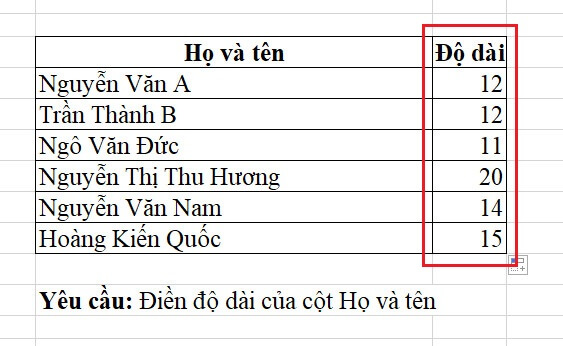 Hàm Len Trong Excel: Hàm Đếm Ký Tự Trong Chuỗi Nhanh Nhất 5 kết quả hàm len ví dụ 1