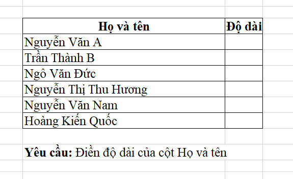 Hàm Len Trong Excel: Hàm Đếm Ký Tự Trong Chuỗi Nhanh Nhất 3 ví dụ 1 hàm len