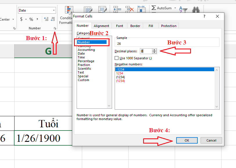 Hàm Year Trong Excel: Cách Sử Dụng Đơn Giản, Có Ví Dụ Cụ Thể 12 Các bước định dạng number