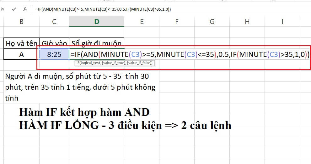 Hàm Tính Giờ Phút Giây Trong Excel Đơn Giản Nhất 5 hàm if kết hợp hàm minute
