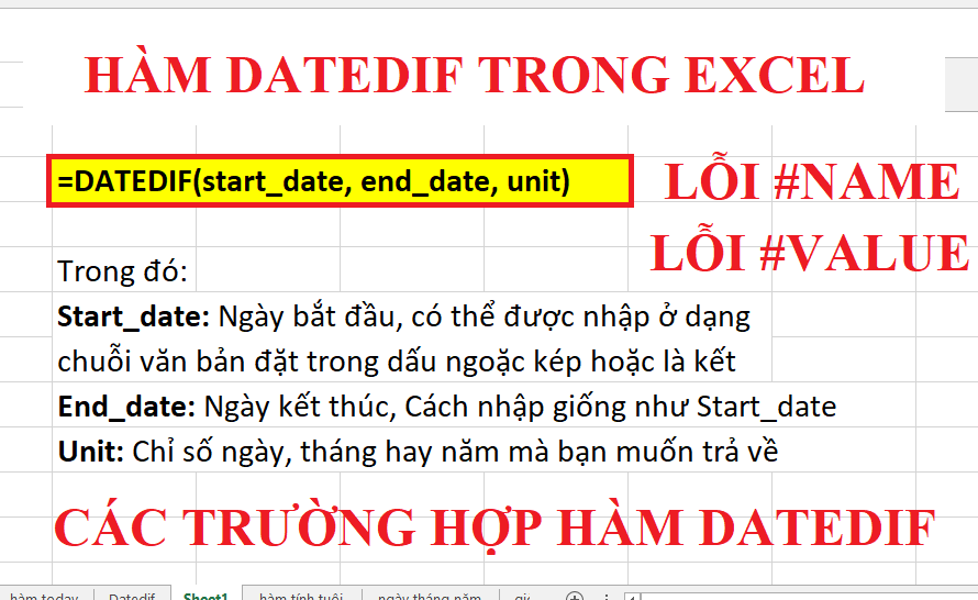 Hàm DateDif Trong Excel: Công Thức Tính Thời Gian Đơn Giản Nhất 1 hàm tính số ngày tháng năm trong excel