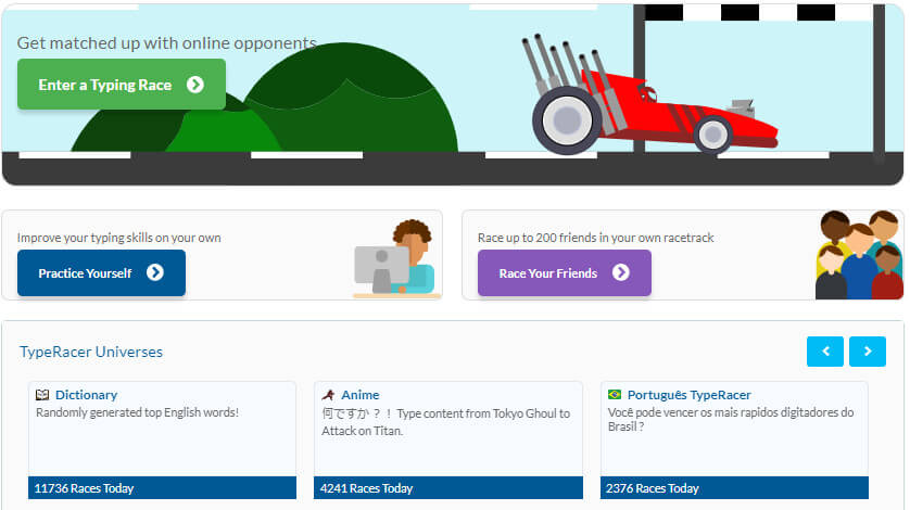 game luyện gõ bàn phím TypeRacer
