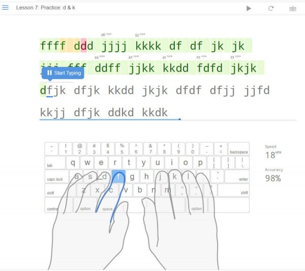 Luyện gõ bàn phím với Typing Club