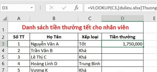 Công thức Vlookup