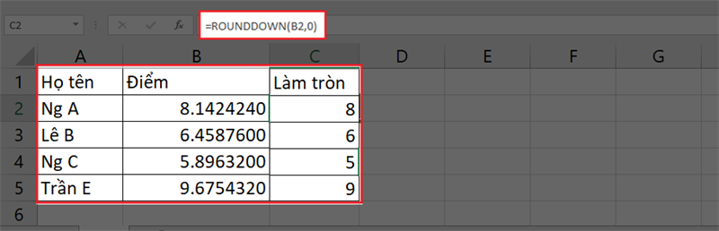 Hàm Round Trong Excel - 5 Cách Làm Tròn Số ''ĐƠN GIẢN'' 10 Cách làm tròn số xuống bằng hàm Rounddown trên Excel