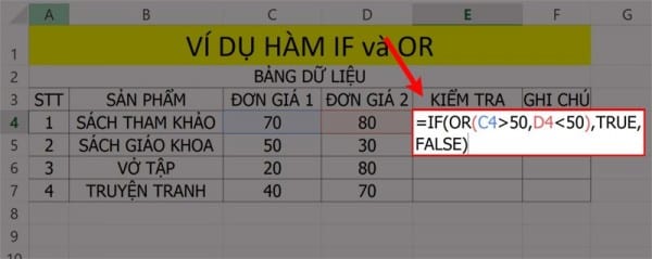 Cú pháp của hàm or trong excel