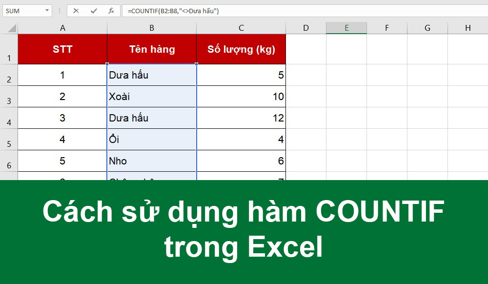 Hàm Countif trong Excel
