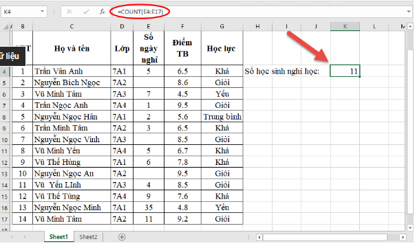 Các Hàm Trong Excel - Cách Sử Dụng "Dễ Dàng" Cơ Bản Nhất 4 Hàm đếm và tính tổng
