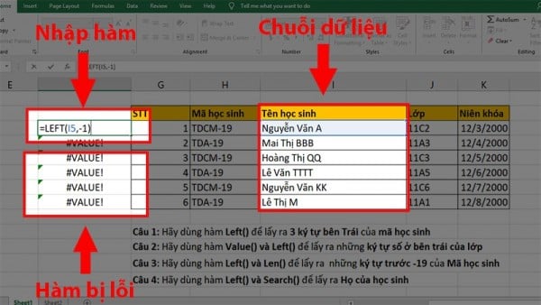 Hàm left trong excel là gì?