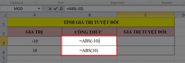 Cách sử dụng hàm abs trong một số trường hợp