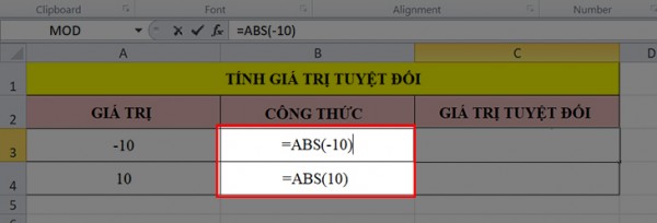 Cú pháp hàm abs trong excel