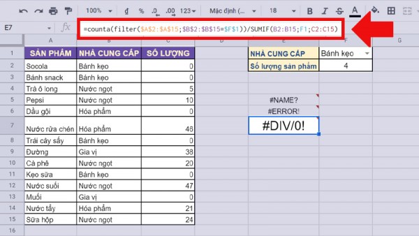 Một số lỗi thường gặp khi kết hợp hàm counta và hàm filter