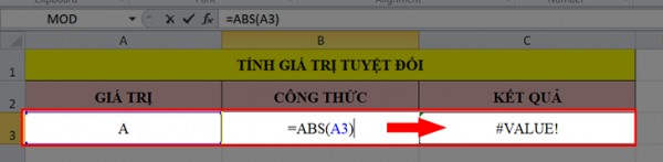 Một số lỗi thường gặp khi sử dụng hàm abs trong excel