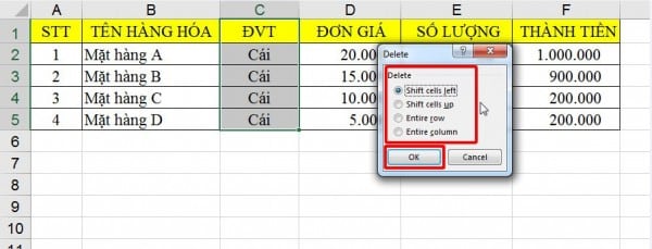 Hướng Dẫn Cách Chèn Cột Trong Excel Đơn Giản Có Ví Dụ 11 Hướng dẫn xóa cột trong Excel
