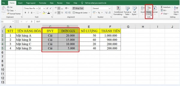 Hướng Dẫn Cách Chèn Cột Trong Excel Đơn Giản Có Ví Dụ 14 Hướng dẫn xóa cột trong Excel