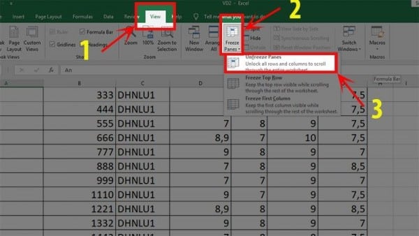 Hướng Dẫn Cách Cố Định Dòng Trong Excel Đầy Đủ Bước 7 Cách bỏ cố định dòng trong Excel