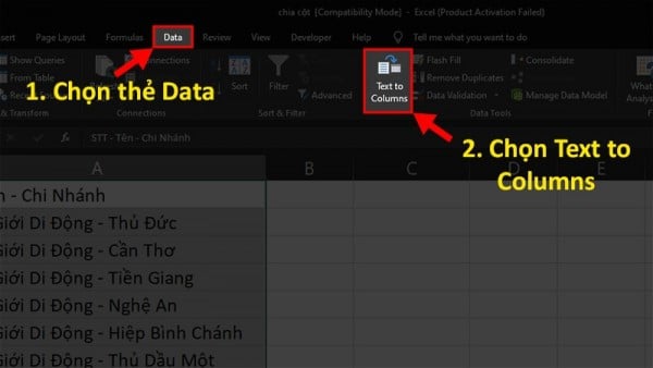 Cách Chia Cột Trong Excel Chi Tiết - Dễ Dàng Thao Tác 2 Cách chia cột trong Excel 2010