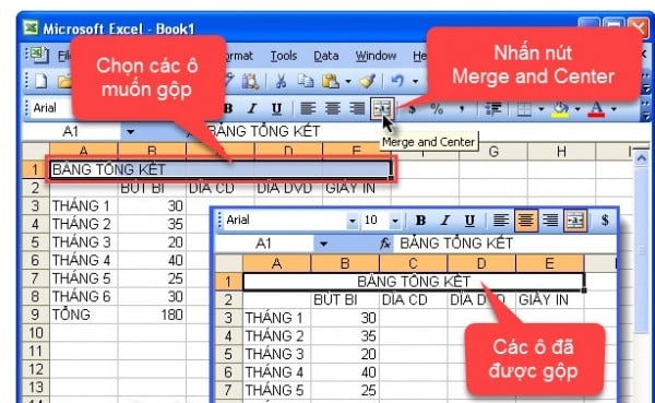 3 Cách Gộp Cột Trong Excel Dễ Thực Hiện Nhanh Chóng 12 Hướng dẫn cách gộp ô trong Excel 2003