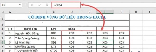 Hướng Dẫn Cách Cố Định Dòng Trong Excel Đầy Đủ Bước 8 Cố định vùng dữ liệu trong Excel