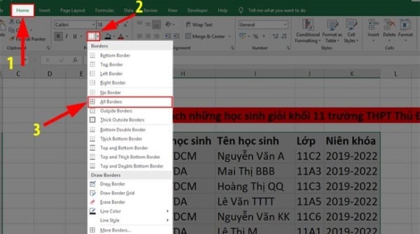 Hướng Dẫn Cách Kẻ Bảng Trong Excel Chi Tiết Từ A - Z 9 Hướng dẫn cách kẻ bảng trong Excel 2010