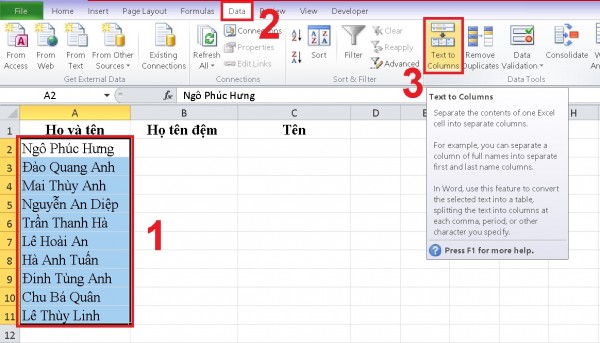 Cách Tách Tên Trong Excel Chi Tiết Dành Cho Người Mới 6 Hướng dẫn cách tách tên trong Excel