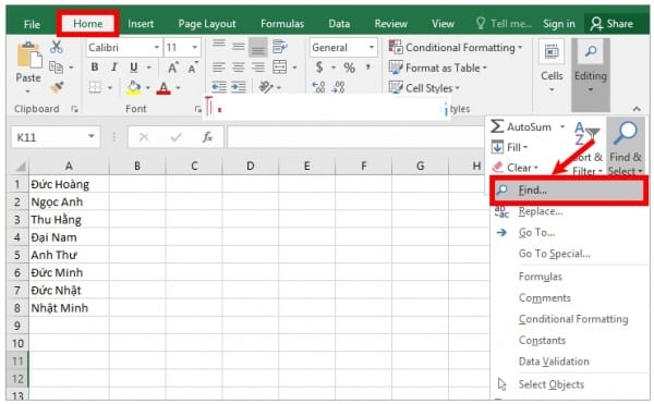 Cách Tìm Tên Trong Excel Cực Nhanh - Cực Đơn Giản 7 Hướng dẫn cách tìm tên trong Excel