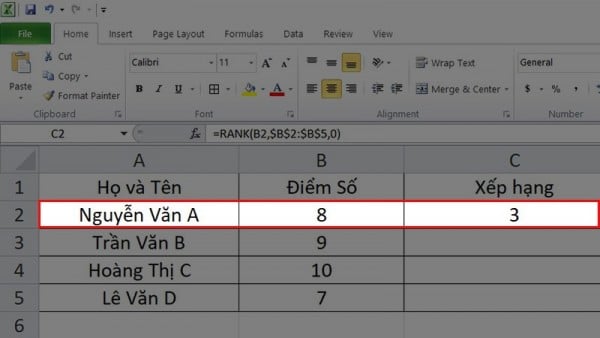 Cách Xếp Hạng Trong Excel Đơn Giản Có Ví Dụ Cụ Thể 4 Hướng dẫn cách xếp hạng trong Excel từ cao xuống thấp