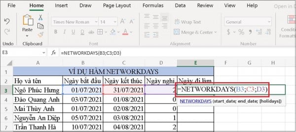 Bật Mí Cách Tính Ngày Trong Excel Dễ Sử Dụng - Chi Tiết 8 Công thức tính số ngày làm việc trong Excel