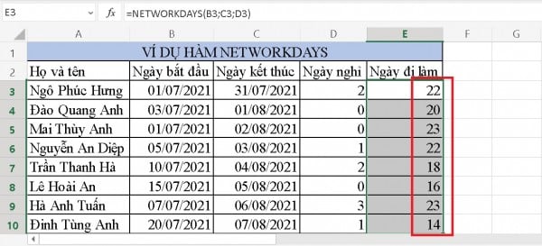 Bật Mí Cách Tính Ngày Trong Excel Dễ Sử Dụng - Chi Tiết 9 Công thức tính số ngày làm việc trong Excel