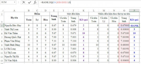 Cách Xếp Hạng Trong Excel Đơn Giản Có Ví Dụ Cụ Thể 17 Hàm xếp hạng có nhiều điều kiện trong Excel