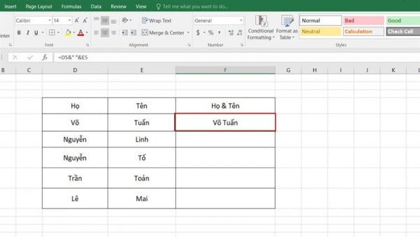 Cách Gộp Ô Trong Excel Thực Hiện Nhanh - Không Mất Dữ Liệu 15 Cách gộp họ và tên trong Excel