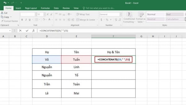 Cách Gộp Ô Trong Excel Thực Hiện Nhanh - Không Mất Dữ Liệu 17 Cách gộp họ và tên trong Excel