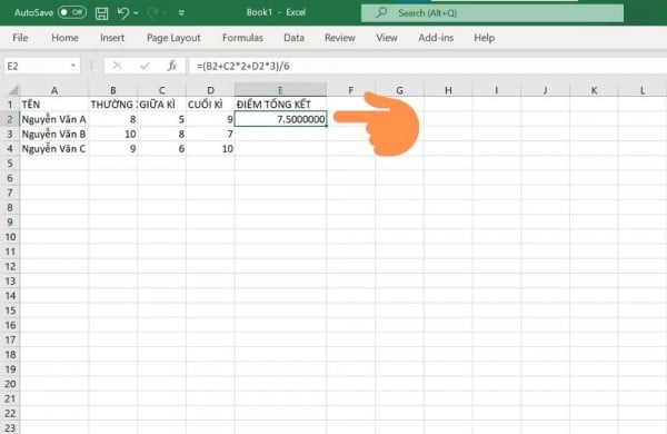 Cách Tính Điểm Trung Bình Trong Excel ĐƠN GIẢN NHẤT 7 Cách tính điểm trung bình hệ số 2 trong Excel