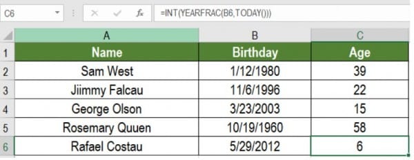 4 Cách Tính Tuổi Trong Excel Với Ví Dụ Chi Tiết Dễ Hiểu 4 Cách tính tuổi trong Excel bằng các hàm kết hợp