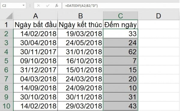 Hướng Dẫn Cách Tính Số Ngày Trong Excel Nhanh Nhất 2 Cách tính số ngày từ ngày đến ngày trong Excel