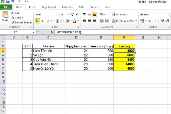 Hàm PRODUCT Trong Excel - Cách Dùng Hàm Nhân Trong Excel Có Ví Dụ Cụ Thể 11 Cách dùng hàm PRODUCT trong Excel
