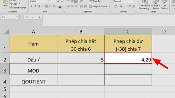 Hướng dẫn cách sử dụng hàm chia trong Excel