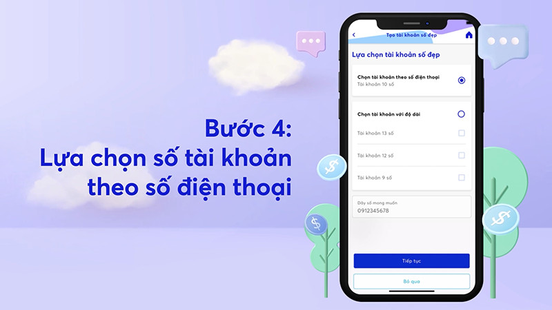 Chọn tài khoản theo số điện thoại